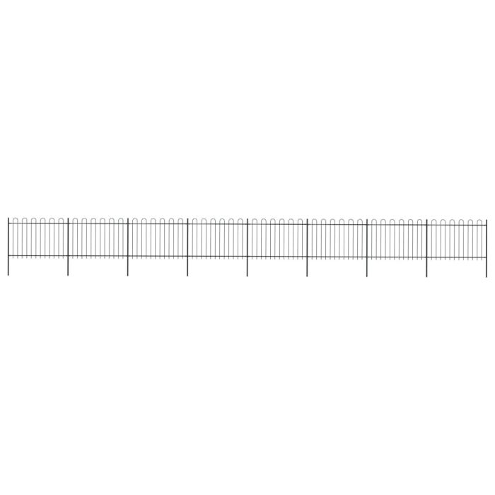 Garden Fence with Hoop Top Steel 13.6x1.2 m Black