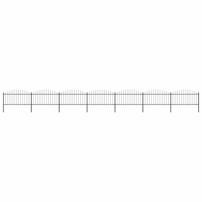 Garden Fence with Spear Top Steel 1.25-1.5x11.9 m Black