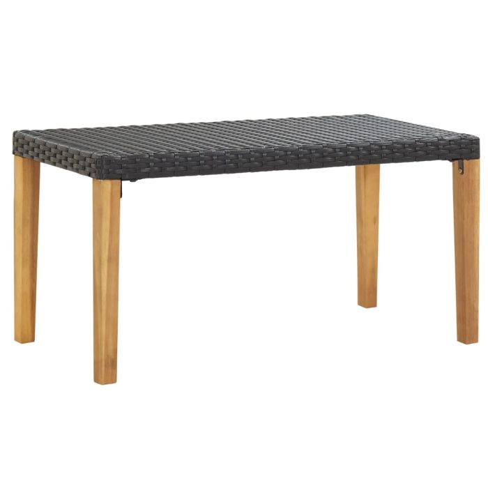Garden Bench 120 cm Black Poly Rattan and Solid Acacia Wood