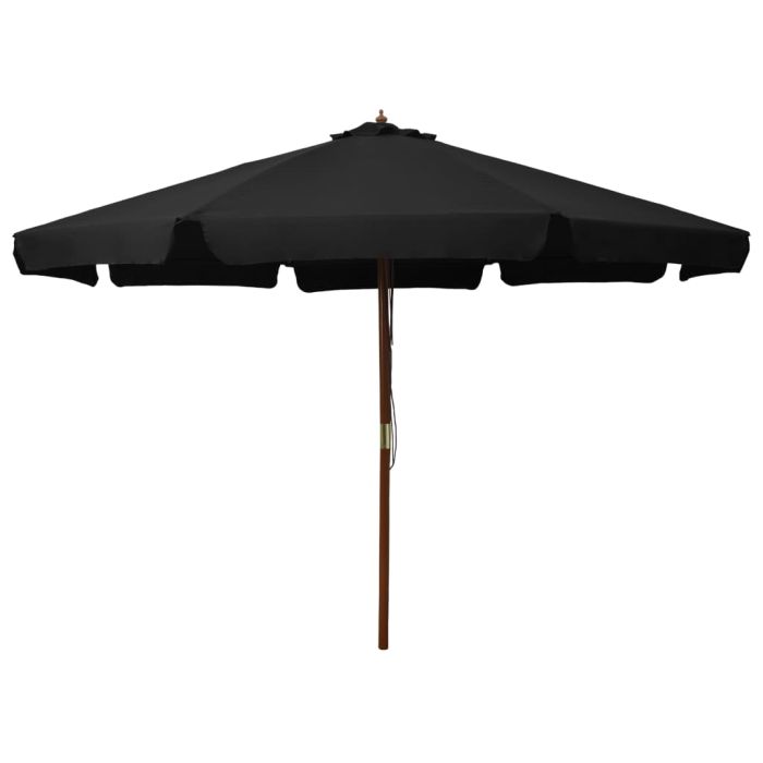 Outdoor Parasol with Wooden Pole 330 cm Black
