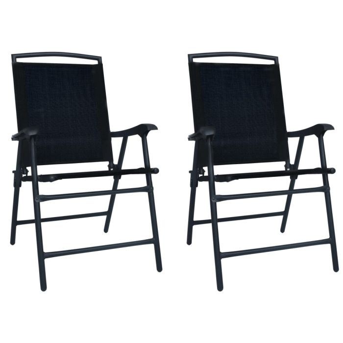 Folding Garden Chairs 2 pcs Texilene Black
