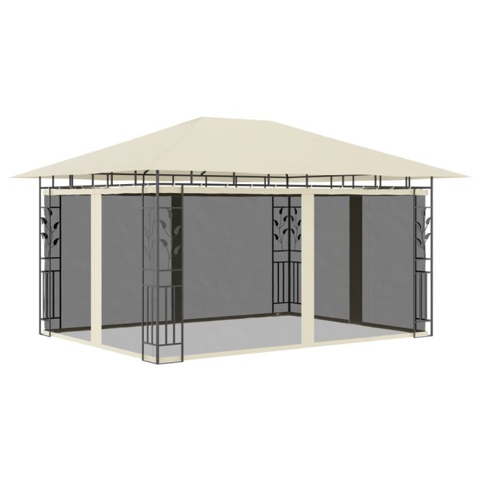 Gazebo with Mosquito Net 4x3x2.73 m Cream 180 g/m2