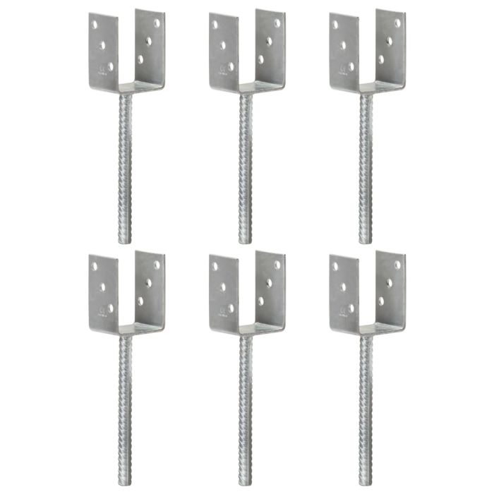 Fence Anchors 6 Pcs Silver 7x6x30cm Galvanised Steel