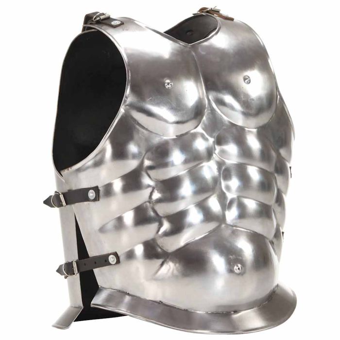LARP Roman Soldier Body Armour Cuirass Replica - Silver Steel Halloween Costume Prop