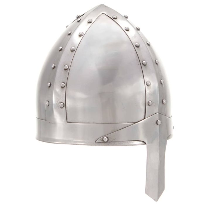 LARP Medieval Knight Helmet Replica - Antique Silver Steel Halloween Costume Prop