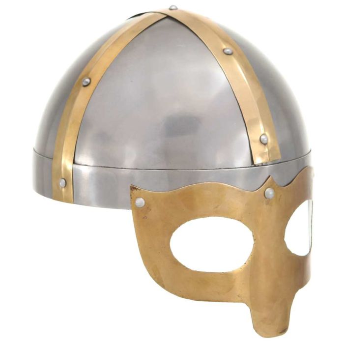 LARP Viking Helmet Replica - Antique Silver Steel Medieval Halloween Costume Prop