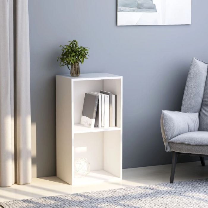 2-Tier Book Cabinet White 40x30x76.5 cm Chipboard