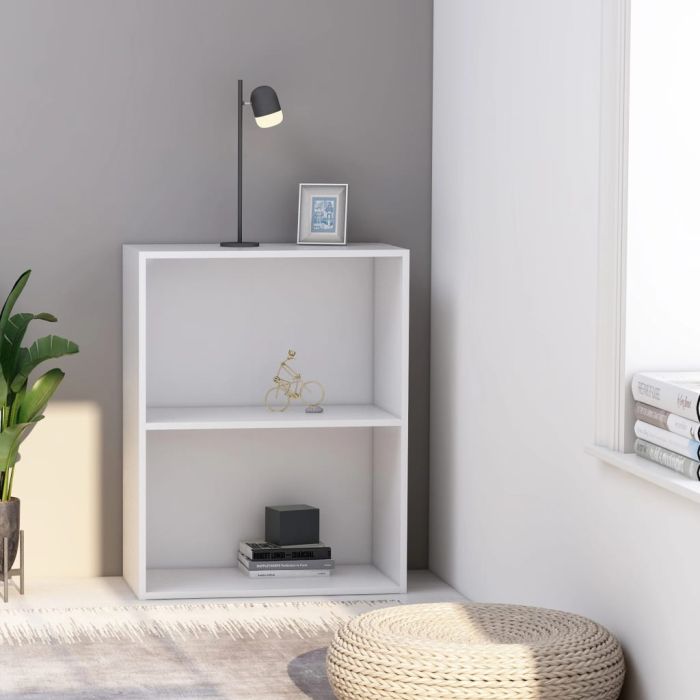 2-Tier Book Cabinet White 60x30x76.5 cm Chipboard