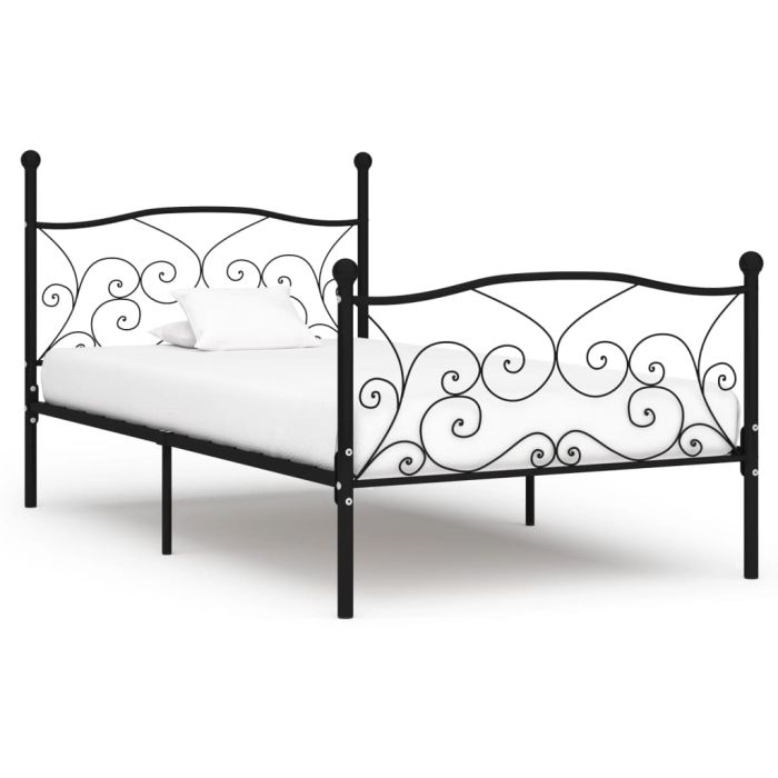 Bed Frame with Slatted Base Black Metal 90x200 cm