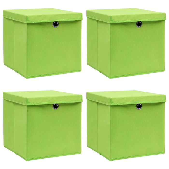 Storage Boxes with Lids 4 pcs Green 32x32x32 cm Fabric