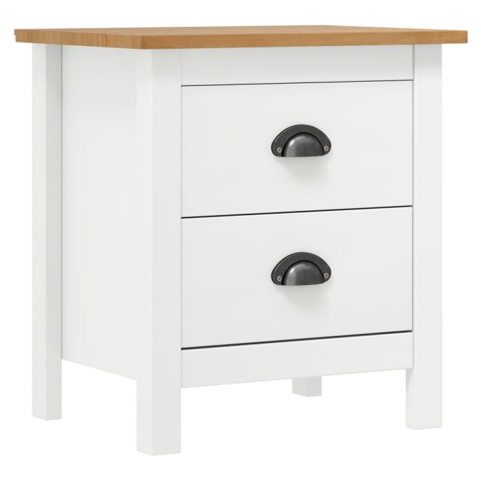 Bedside Cabinet Hill White 46x35x49.5cm Solid Pine Wood Honey Brown - Aven
