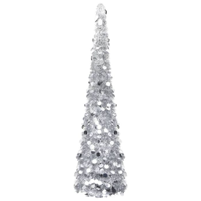 HIVORA Pop-up Artificial Christmas Tree Silver 150 cm PET