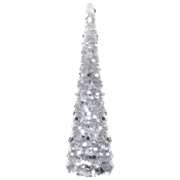 HIVORA Pop-up Artificial Christmas Tree Silver 180 cm PET