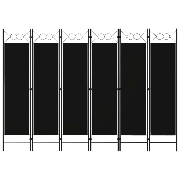 6-Panel Room Divider Black 240x180 cm