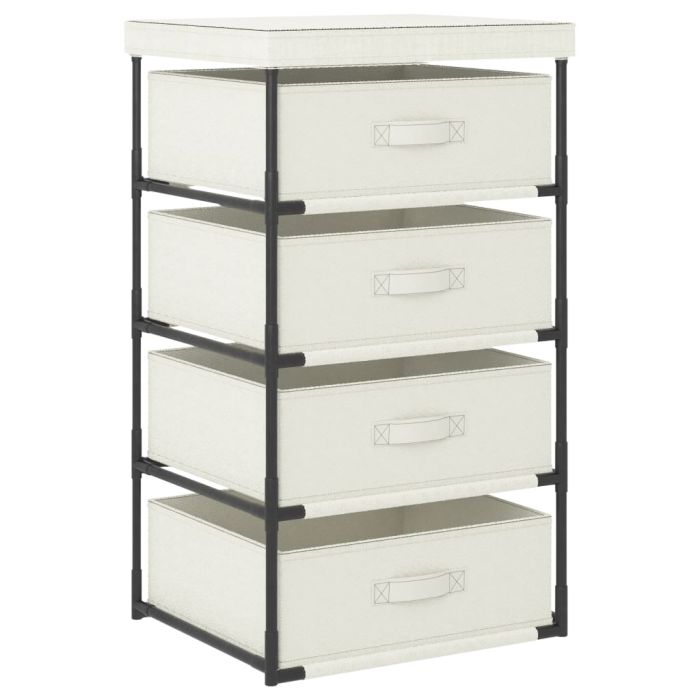 Storage Rack with 4 Fabric Baskets Steel Cream