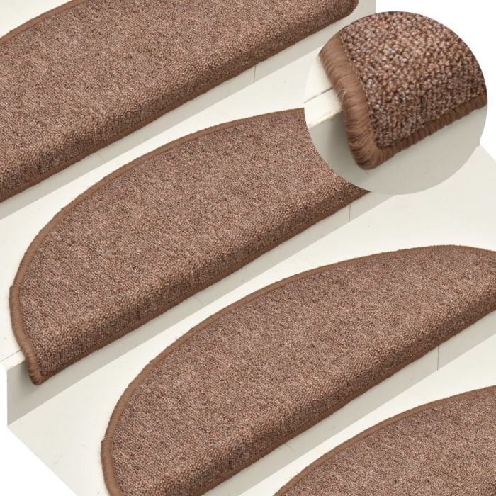 Carpet Stair Treads 15 pcs Brown 56x17x3 cm