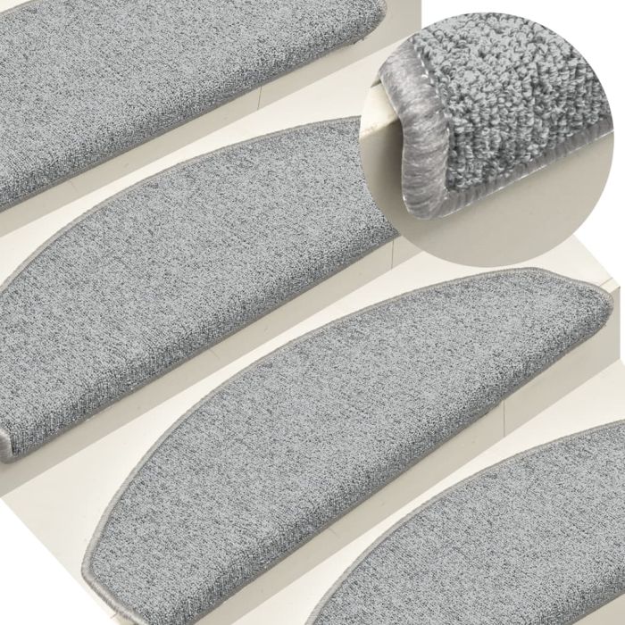 Carpet Stair Treads 15 Pcs Light Grey 65x24x4cm