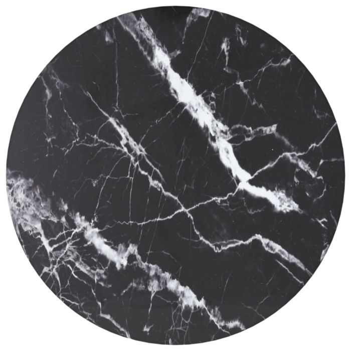 Table Top Black 30x0.8 cm Tempered Glass with Marble Design