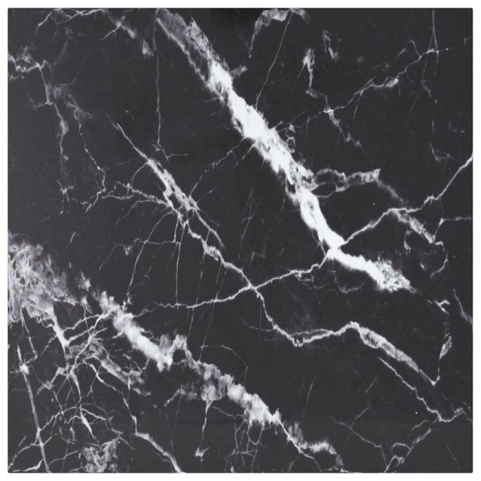 Table Top Black 70x70 cm 6 mm Tempered Glass with Marble Design