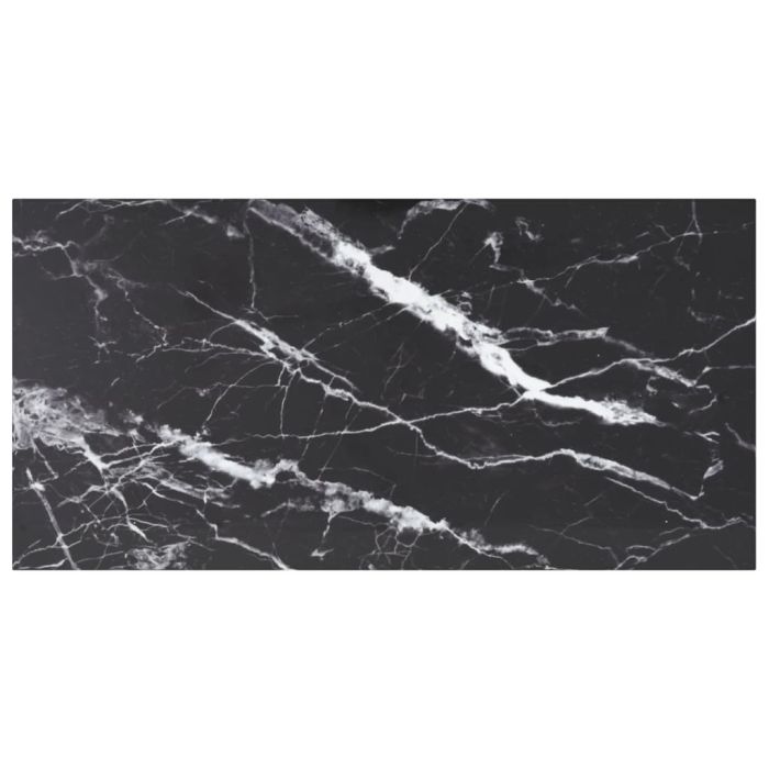 Table Top Black 100x50 cm 6mm Tempered Glass with Marble Design