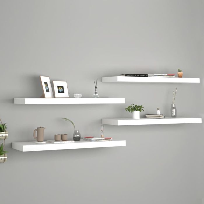 Floating Wall Shelves 4 Pieces White 80x23.5x3.8 cm MDF