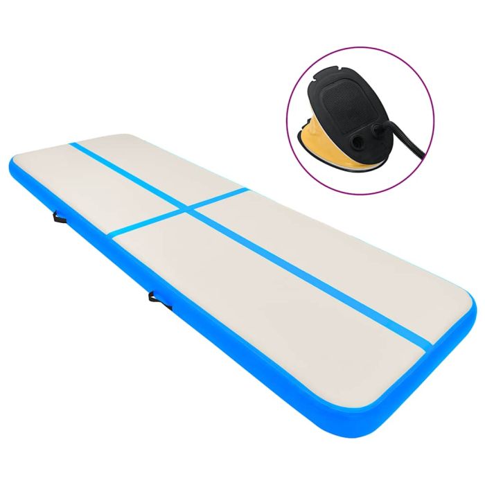 Inflatable Gymnastics Mat with Pump 300x100x20 cm PVC Blue