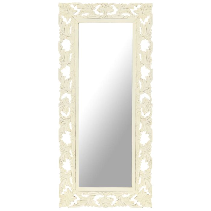 Hand Carved Mirror White 110x50cm Solid Mango Wood