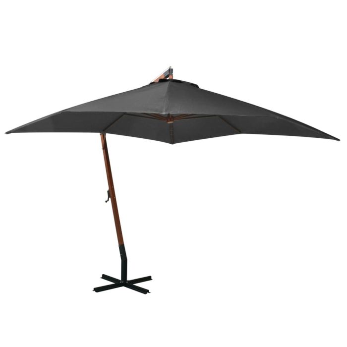 Hanging Parasol with Pole Anthracite 3x3 m Solid Fir Wood