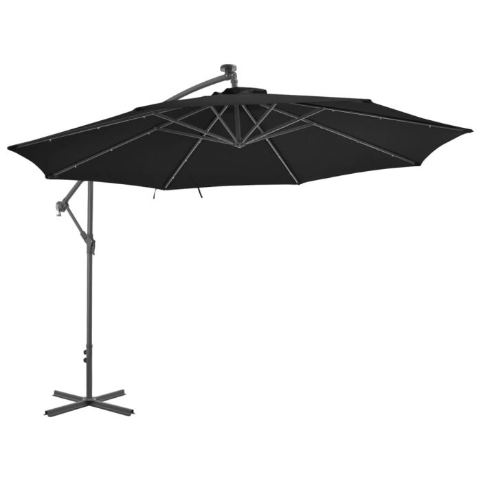 Cantilever Umbrella with LED Lights Black 350cm