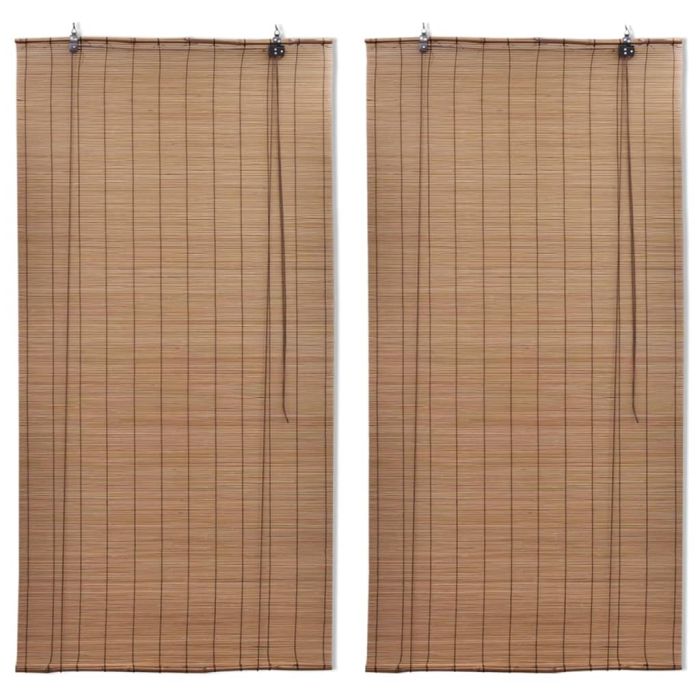 Bamboo Roller Blinds 2 pcs 150 x 220 cm Brown