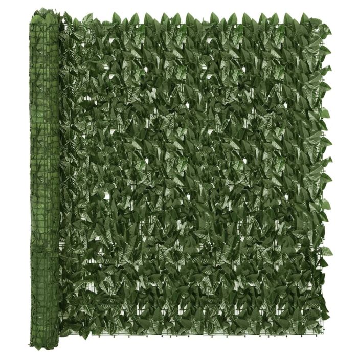 Balcony Screen with Dark Green Leaves 600x150 cm