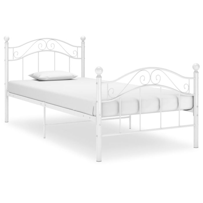 Bed Frame White Metal 90x200 cm