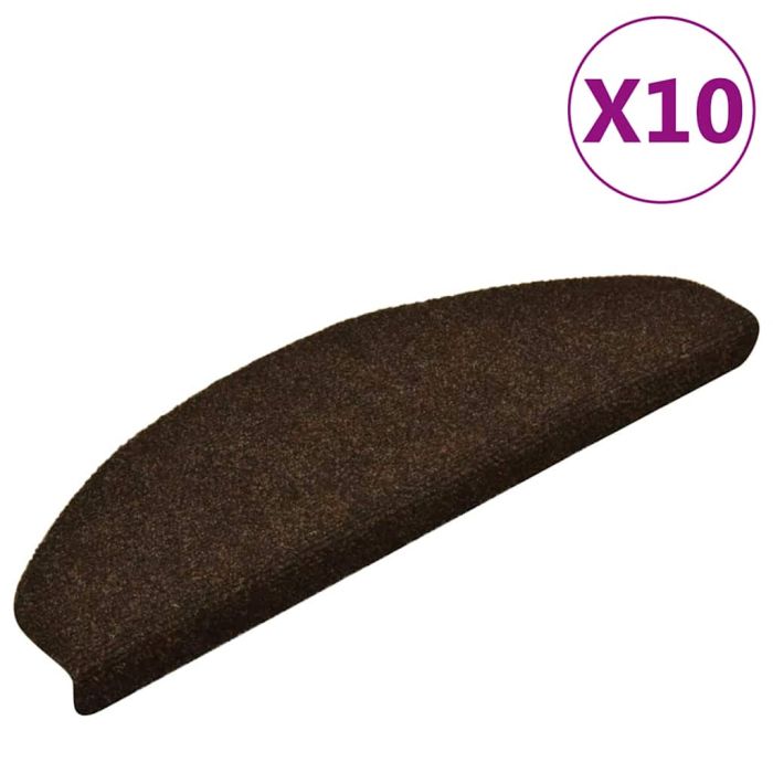 Stair Mats Self-adhesive 10 Pieces 65x21x4 cm Brown Half Round Large