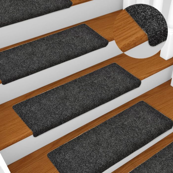 Stair Mats 10 Pcs Grey 65x21x4cm Needle Punch