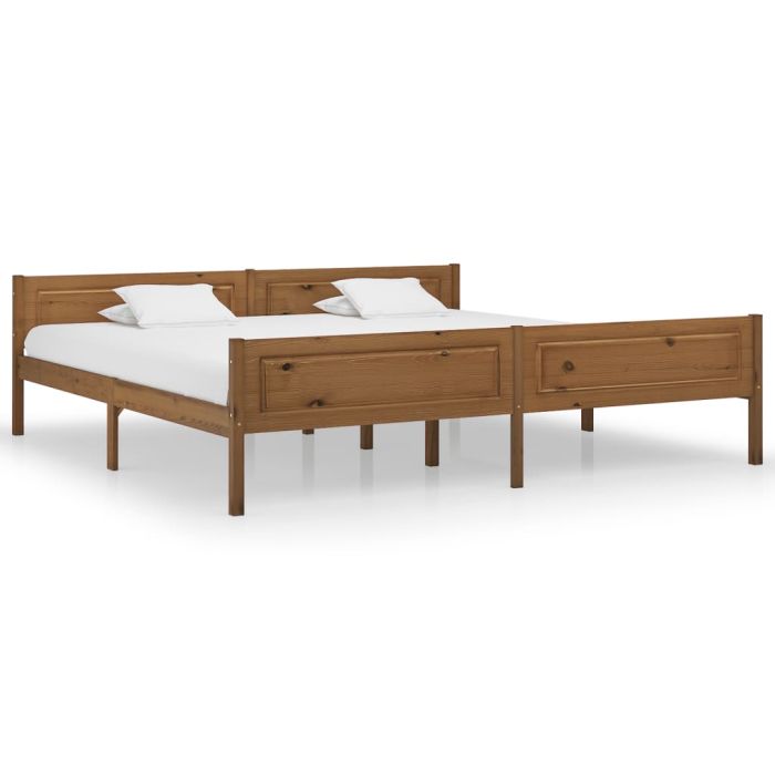 Bed Frame Solid Pinewood Honey Brown 200x200 cm