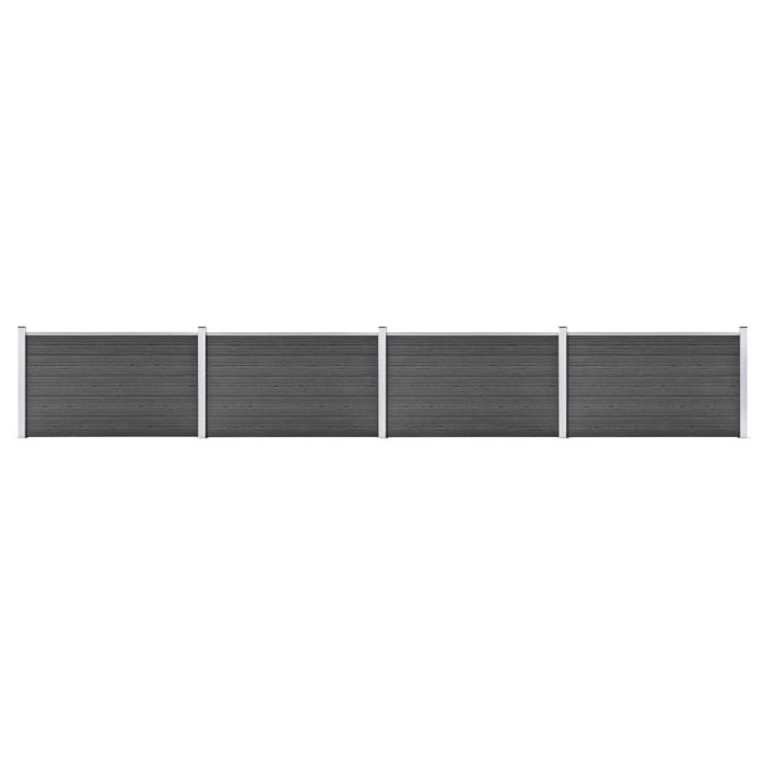 Fence Panel Set WPC 699x105 cm Black