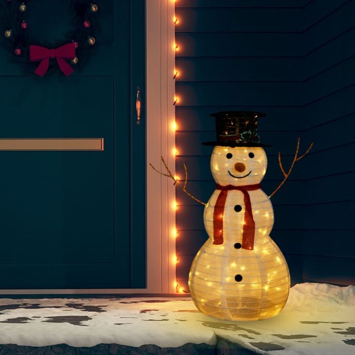 GLISTEN Decorative Christmas Snowman Figure with LED Luxury Fabric 90cm