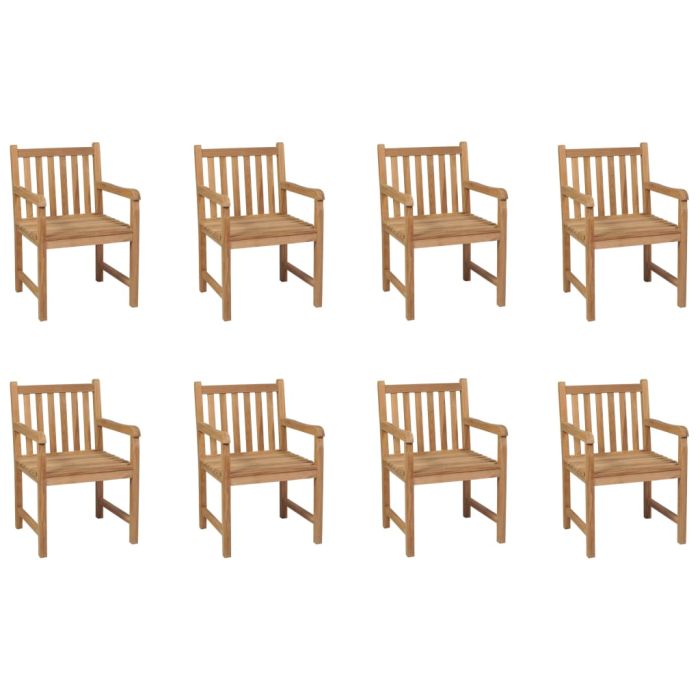 Outdoor Chairs 8 pcs Solid Teak Wood