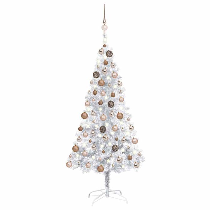 FROSTYN Artificial Pre-lit Christmas Tree with Ball Set Silver 150 cm PET