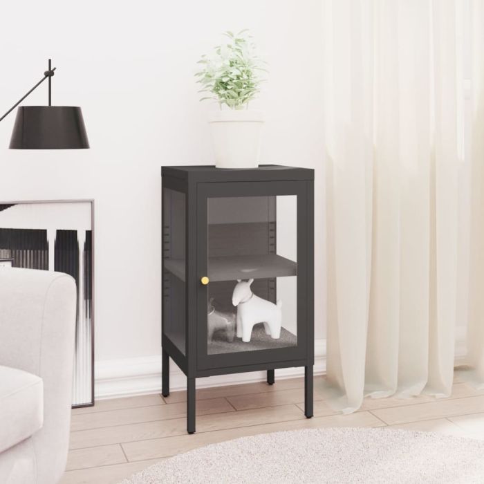 Sideboard Anthracite 38x35x70 cm Steel and Glass