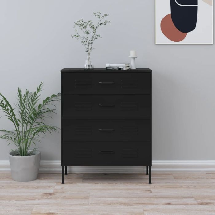 Black Chest of Drawers - ELEVATED Medium Chest 4 Drawers