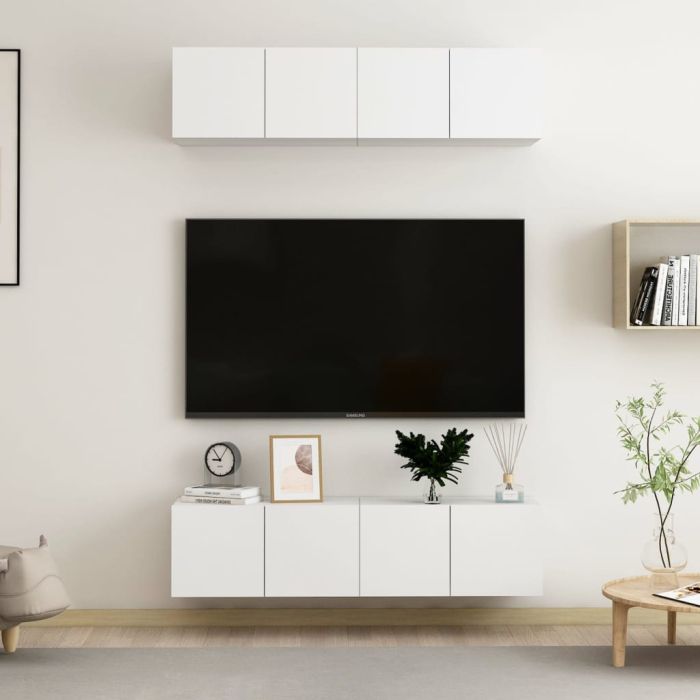 TV Cabinets 4 Pieces White 60x30x30 cm Engineered Wood