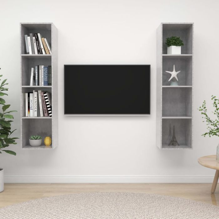Wall-mounted TV Cabinets 2 Pieces Concrete Grey Engineered Wood