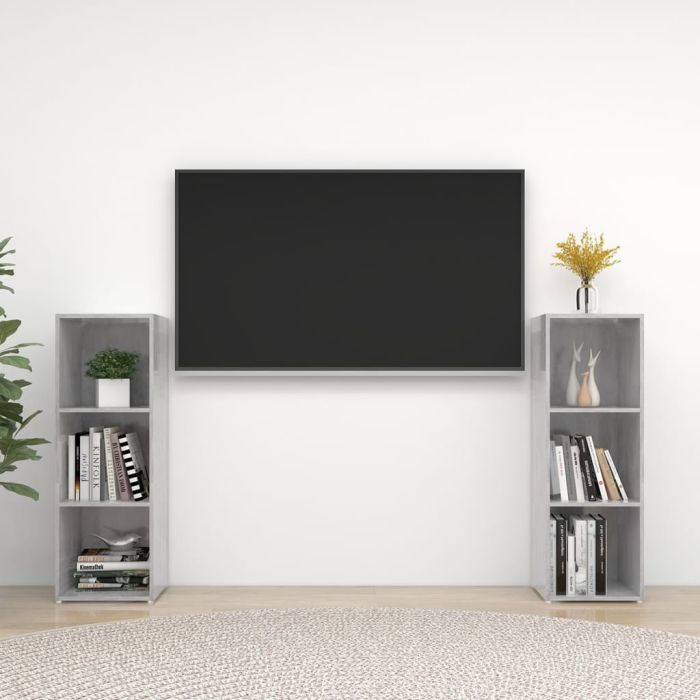 TV Cabinets 2 Pieces Concrete Grey 107x35x37 cm Engineered Wood
