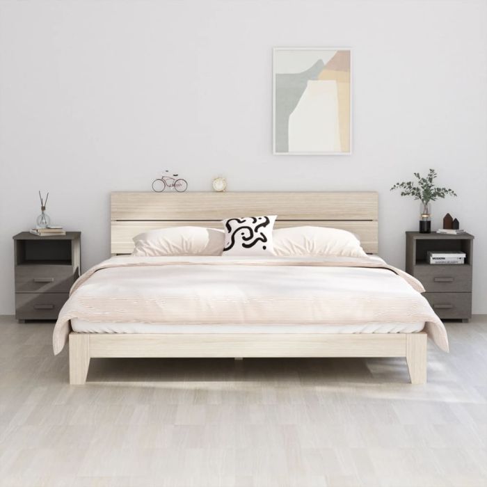 Bedside Cabinets HAMAR 2 pcs Light Grey 40x35x62cm Solid Wood