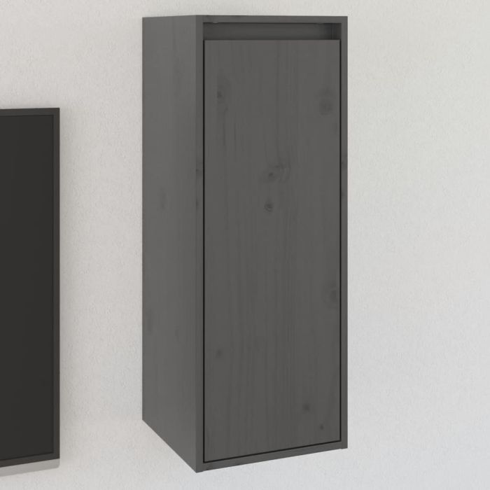 Wall Cabinet Grey 30x30x80 cm Solid Wood Pine