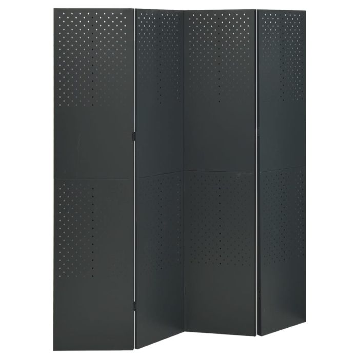 4-Panel Room Dividers 2 pcs Anthracite 160x180 cm Steel