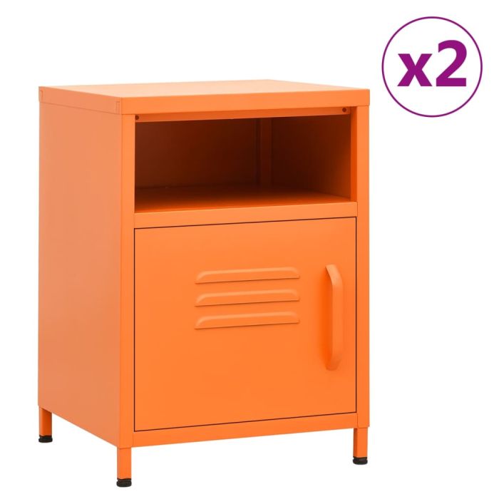 Nightstands 2 pcs Orange 35x35x51cm Steel - Qiao