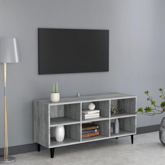 TV Cabinet with Metal Legs Grey Sonoma 103.5x30x50 cm