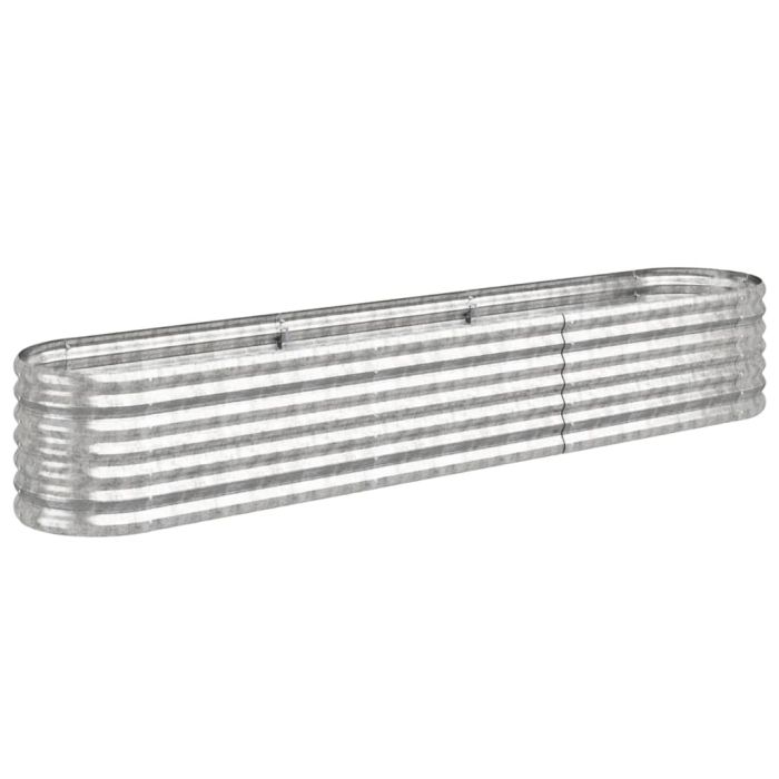 Garden Planter Powder-coated Steel 224x40x36 cm Silver